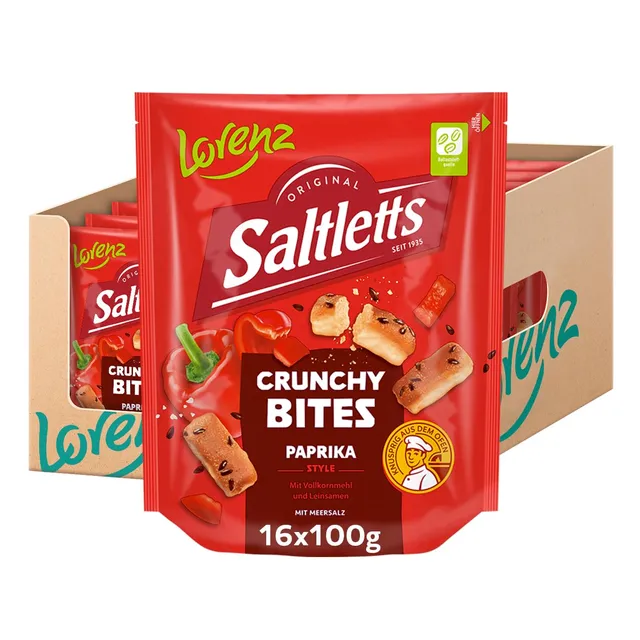 lorenz-saltletts-crunchy-bites-paprika-laugensnack-16-x-100-g-vegetarisch image 1