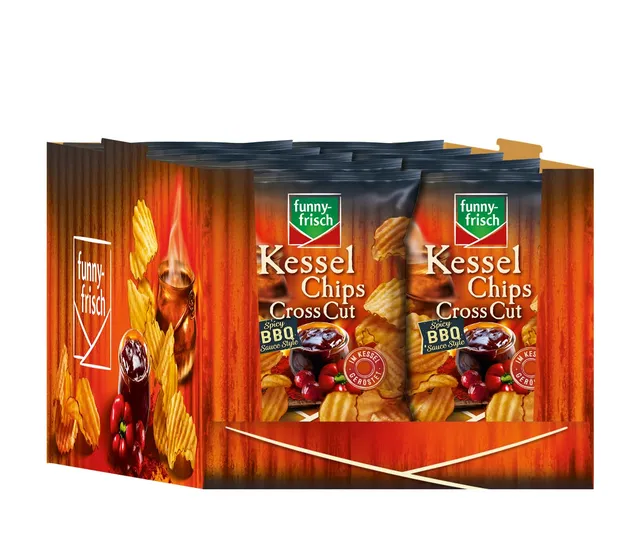 funny-frisch-kessel-chips-cross-cut-spicy-bbq-sauce-style-10-x-120-g image 1
