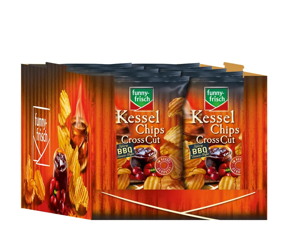 funny-frisch-kessel-chips-cross-cut-spicy-bbq-sauce-style-10-x-120-g image 1